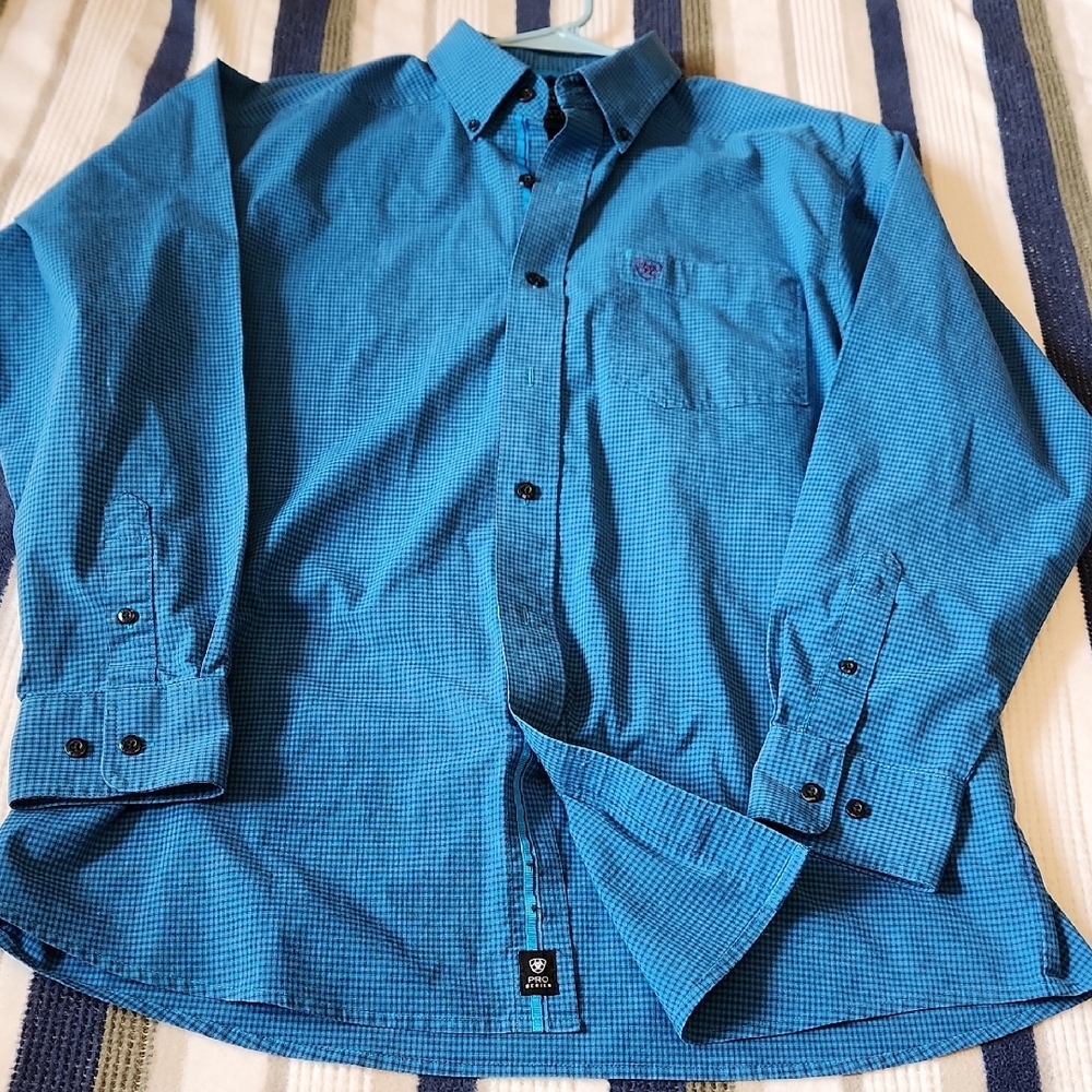 Ariat Turquoise Micro-Check Button-Down Shirt - image 5